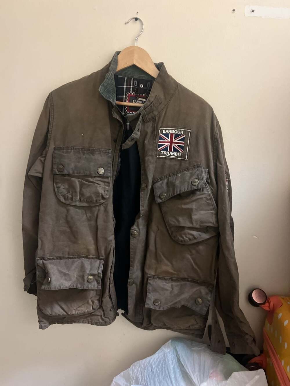 Barbour x Triumph Waxed Motorcycle Jacket with Union Jack Patch